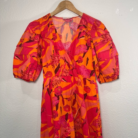MELLODAY Vibrant High Low Dress in Orange and Pink Women's XS - Picture 2 of 6